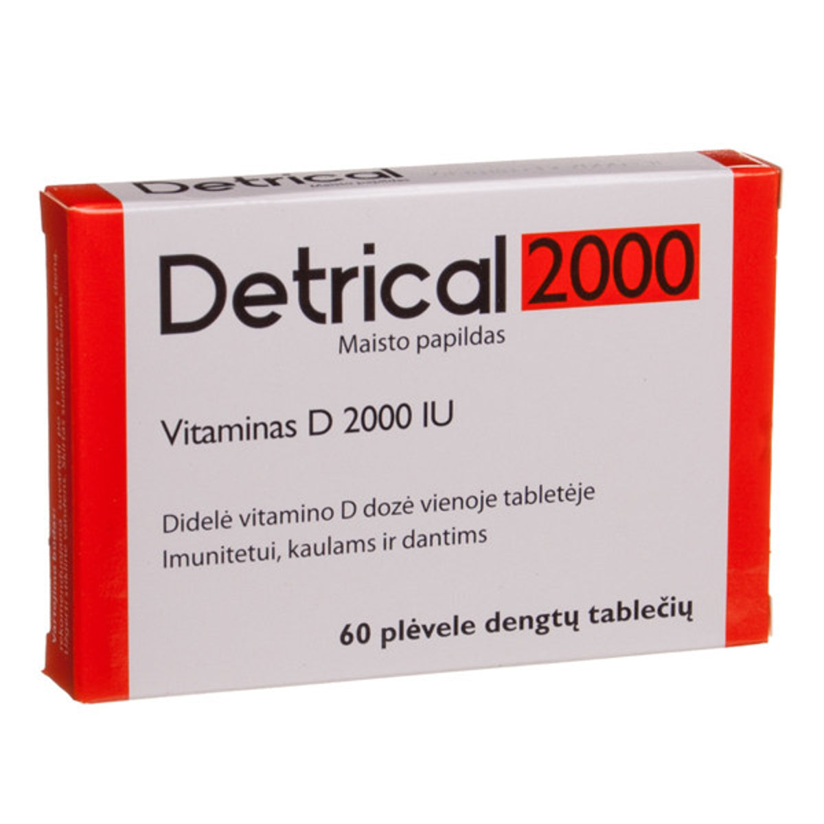 Detrical vitaminas D 2000 TV, 60 plėvele dengtų tablečių