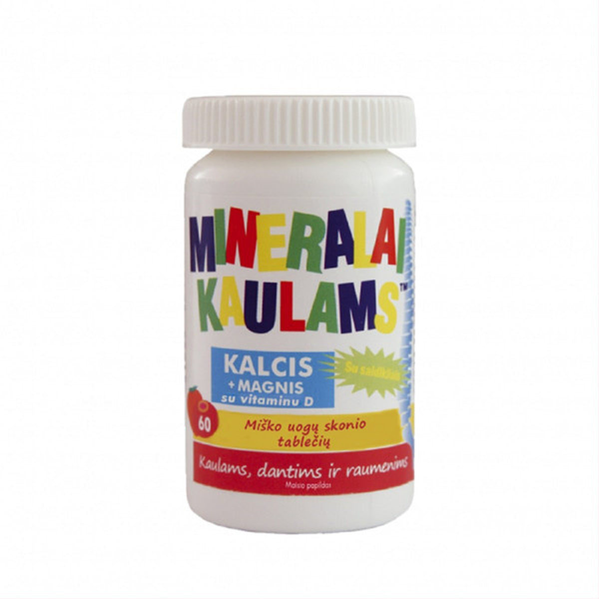 New Nordic mineralai kaulams, miško uogų skonio, 60 kramtomųjų tablečių