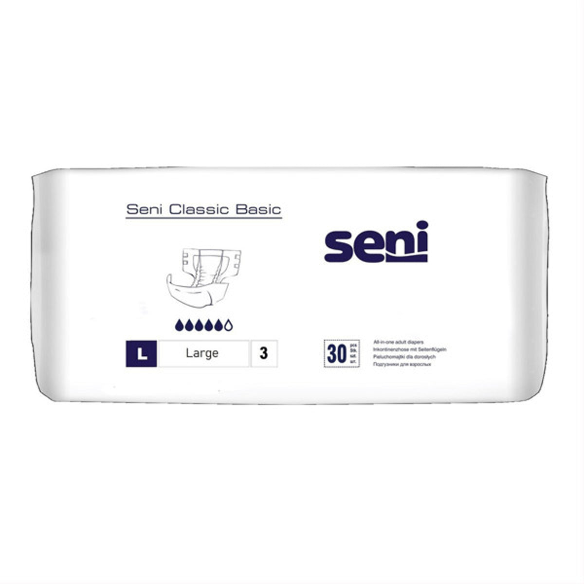 Seni Classic sauskelnės suaugusiems, L dydis, 30 vnt.