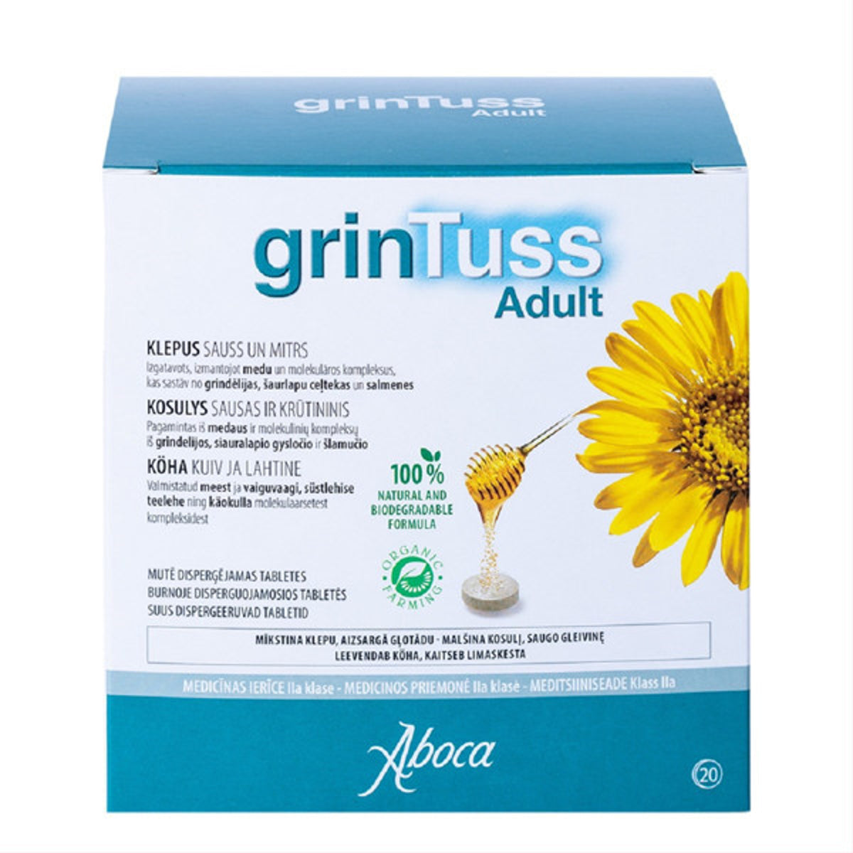 GrinTuss Adult burnoje disperguojamos tabletės, 20 vnt.