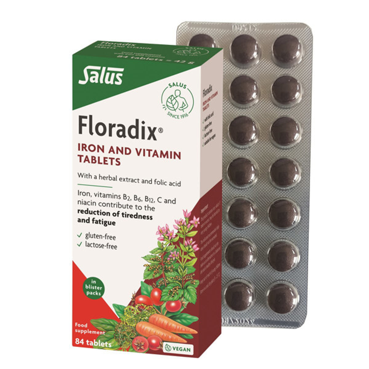 Floradix tabletės su geležimi, 84 vnt.