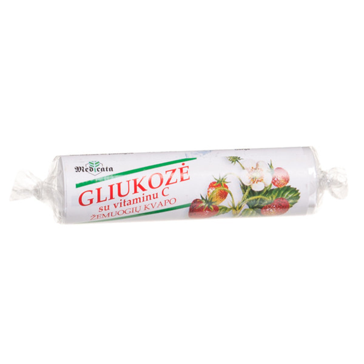 Gliukozė su vitaminu C, žemuogių skonio, 10 tablečių po 3 g
