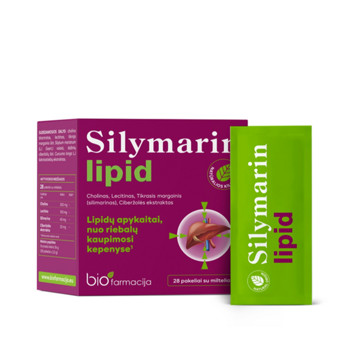 Silymarin Lipid milteliai, 28 paketėliai