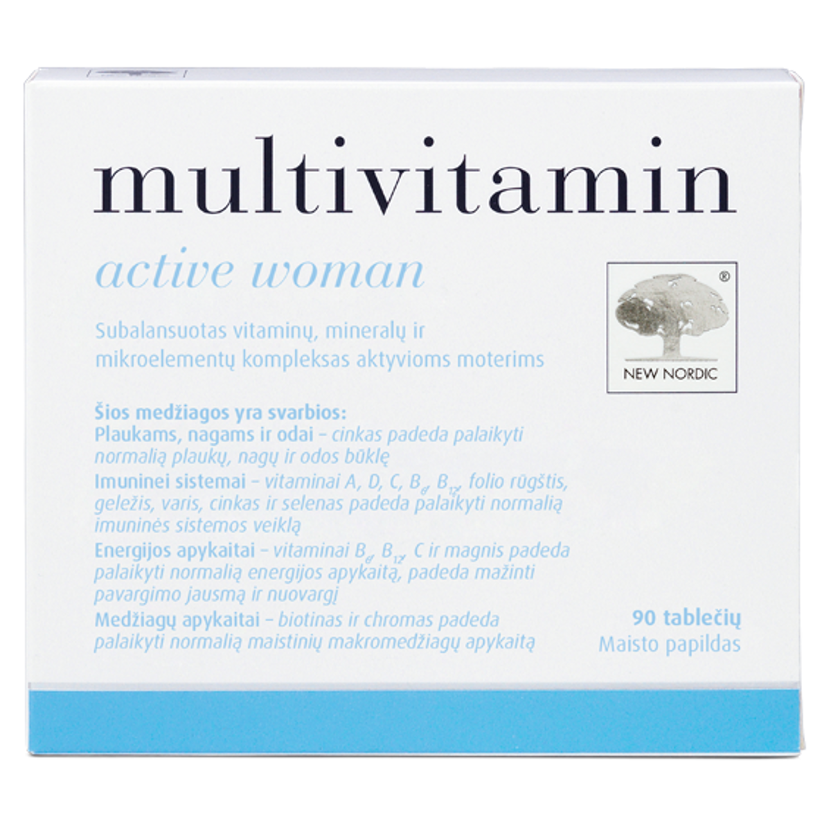 New Nordic Active multivitaminai moterims, 90 tablečių