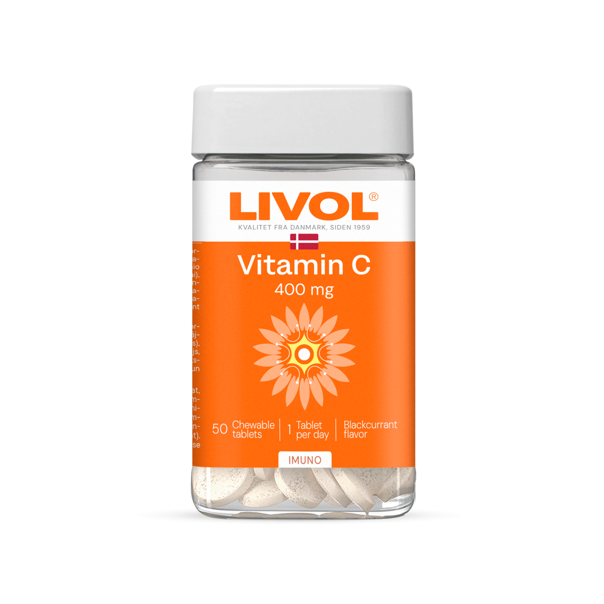 Livol Extra vitaminas C 400 mg, 50 kramtomųjų tablečių