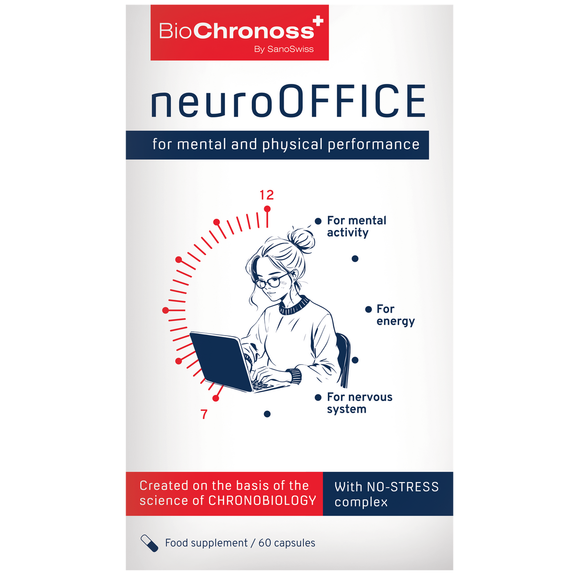 SanoSwiss Biochronoss NeuroOffice, 60 kapsulių