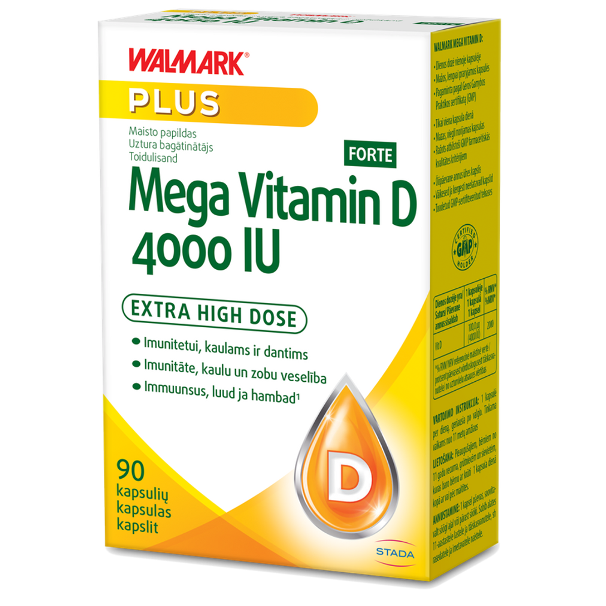 Walmark Mega Vitamin D Forte 4000 TV, 90 kapsulių