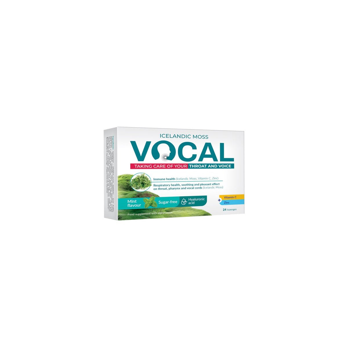 Vocal su hialuronu mėtų skonio pastilės, 24 vnt.