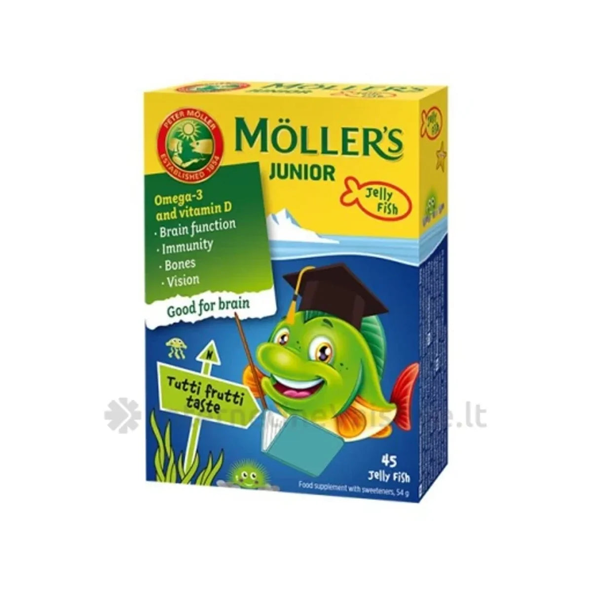 Möller's Junior gelinės žuvelės, vaisių skonio, 45 vnt.