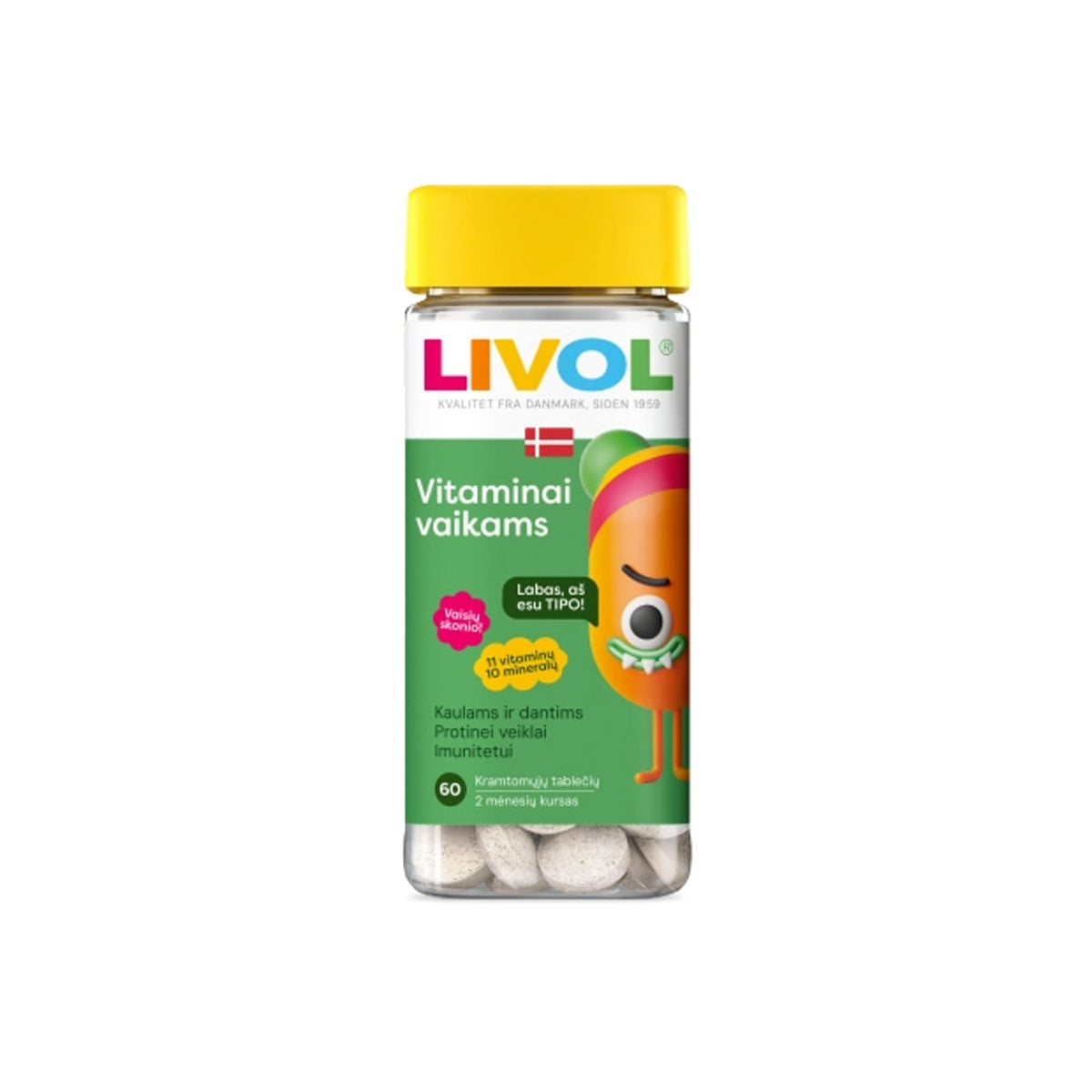 Livol vitaminai vaikams, vaisių skonio, 60 kramtomųjų tablečių
