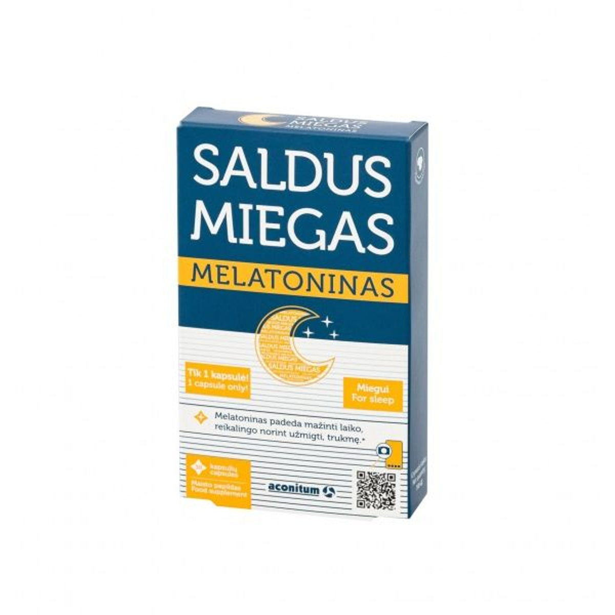 Saldus miegas melatoninas, 30 kapsulių