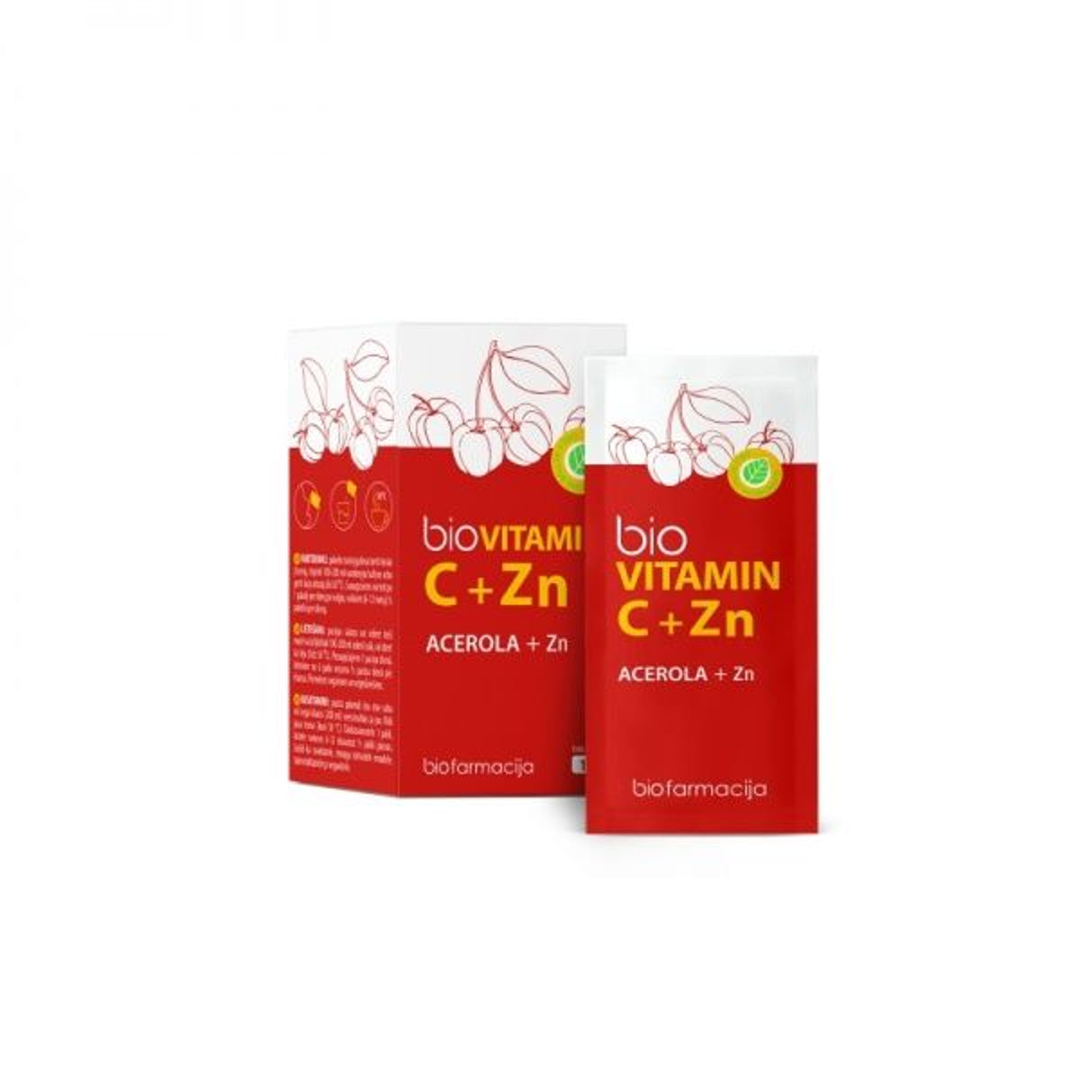 Biofarmacija bioVitamin C + Zinc milteliai, 14 paketėlių