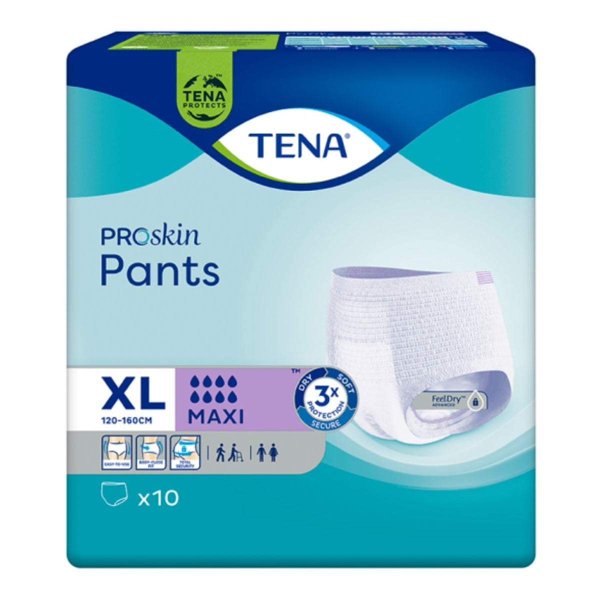 TENA Pants Maxi sauskelnės-kelnaitės, XL dydis, 10 vnt.