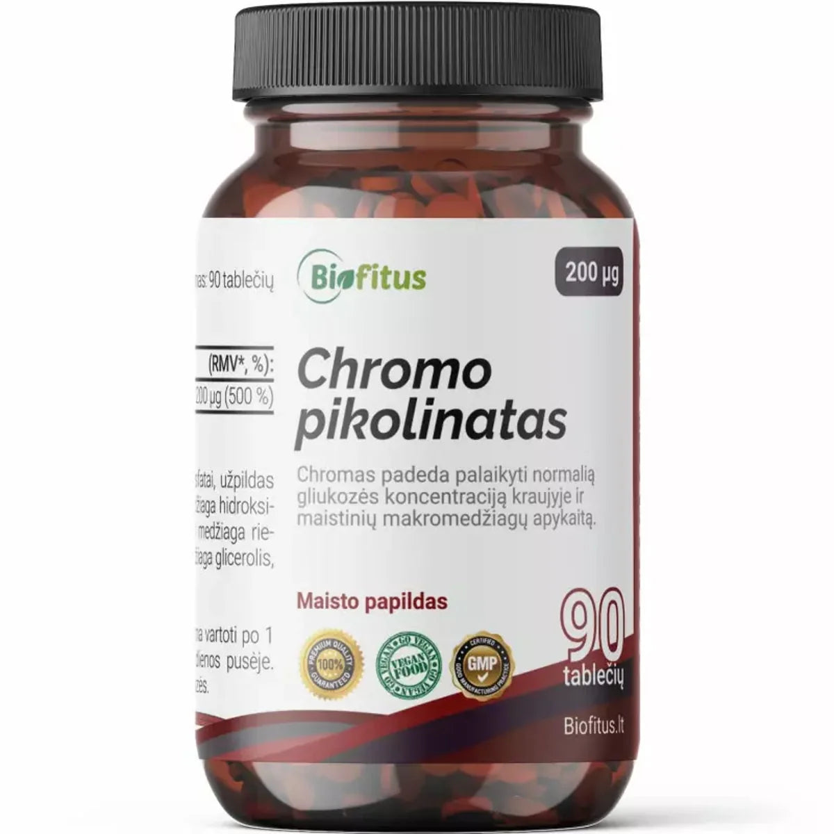 Biofitus Chromo pikolinatas, 90 tablečių