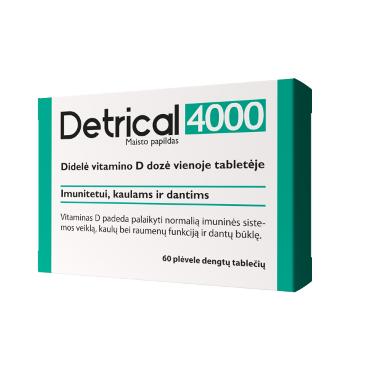 Detrical vitaminas D 4000 TV, 60 plėvele dengtų tablečių