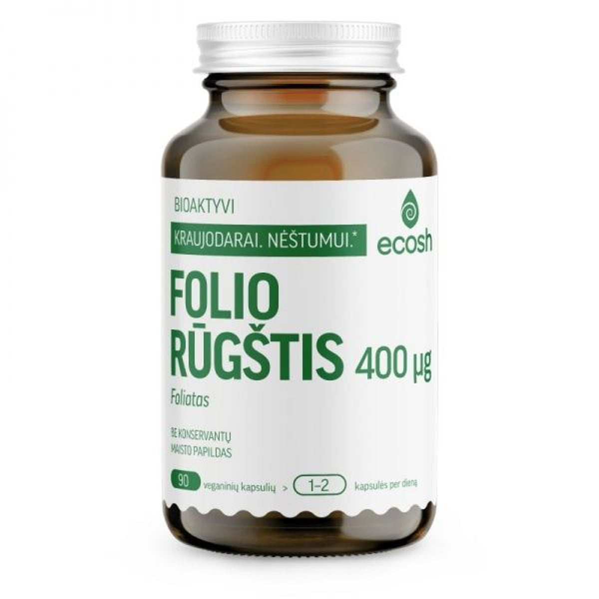 Ecosh bioaktyvi folio rūgštis (folatas) 400 mcg, 90 kapsulių