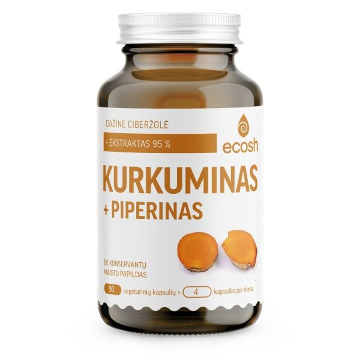 Ecosh Kurkuminas su BCM-95 ekstraktu, 90 kapsulių