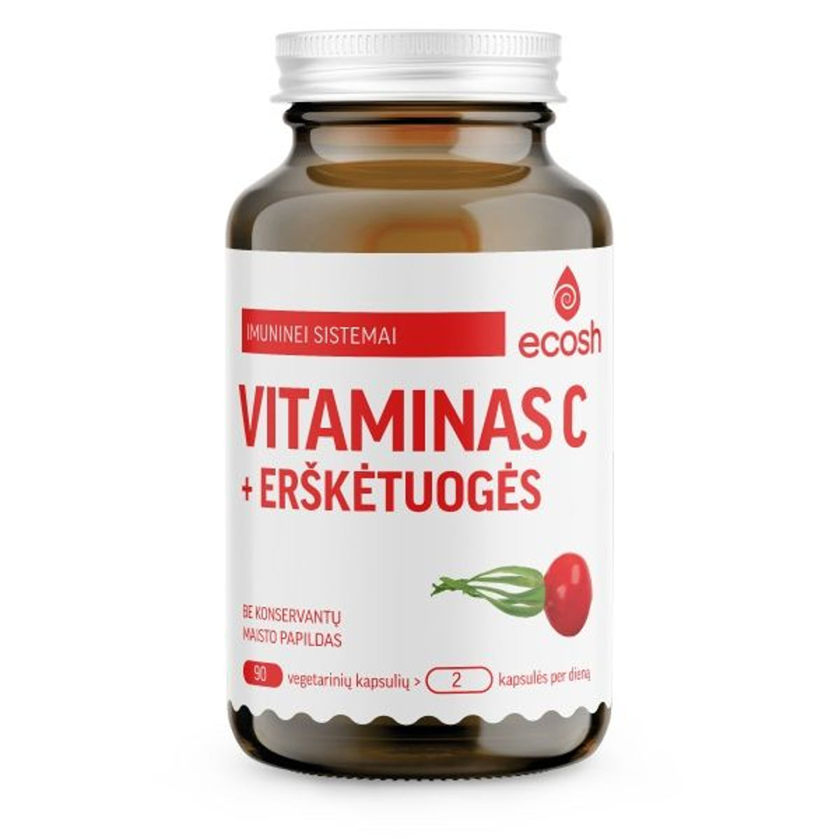 Ecosh Vitamin C su erškėtuogėmis, 90 kapsulių