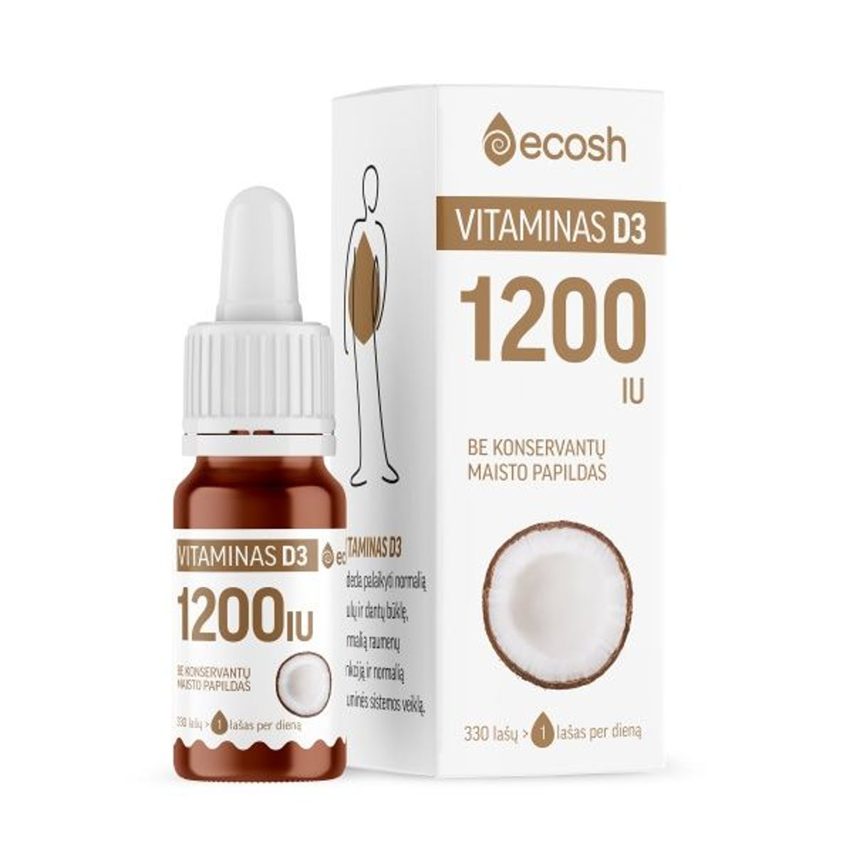 Ecosh vitaminas D3 1200 TV, skystis, 10 ml