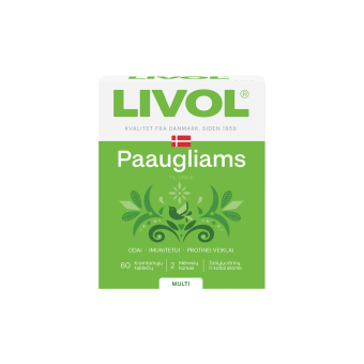 Livol Multi paaugliams, 60 kramtomųjų tablečių