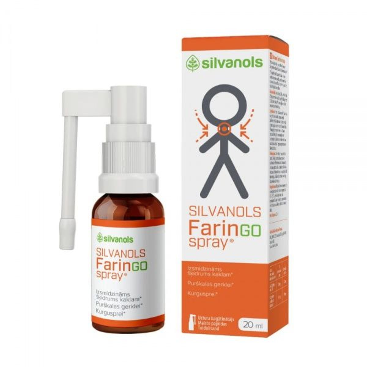 Faringospray Silvanols purškiamas skystis, 20 ml