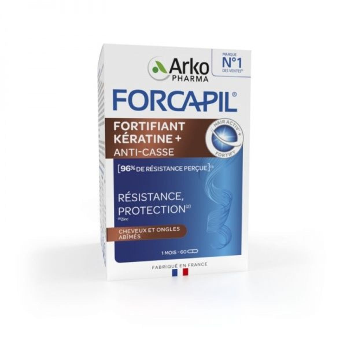 Forcapil Fortifiant Keratine+, 60 kapsulių