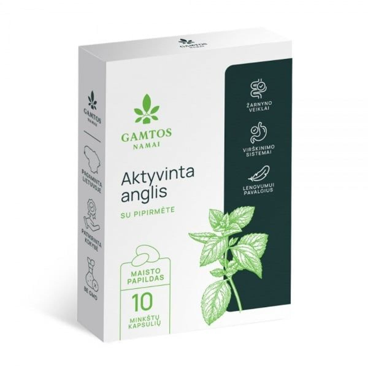 Domus Naturae aktyvintoji anglis, 10 kapsulių