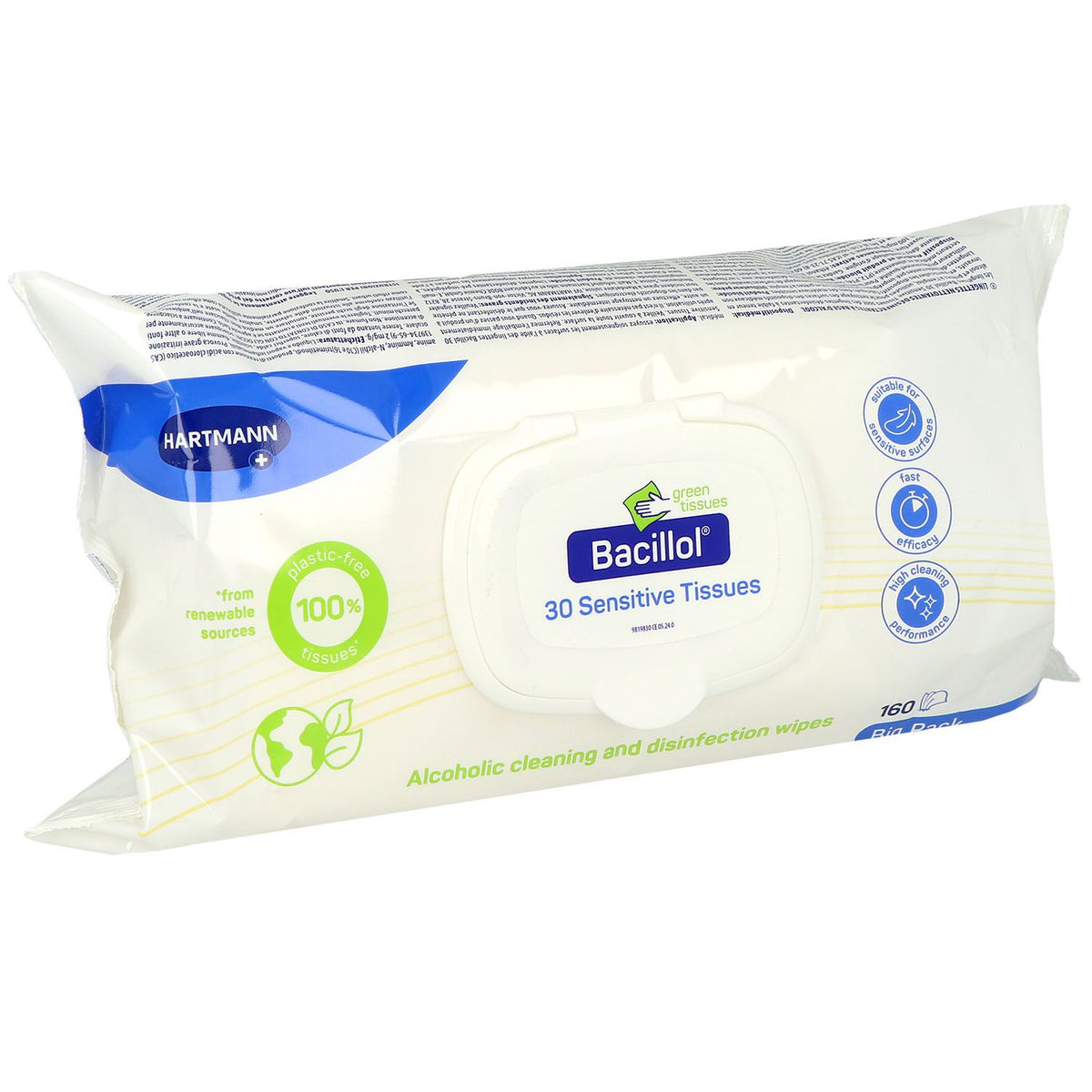 Bode Bacillol 30 Sensitive Tissues dezinfekcinės servetėlės, 160 vnt.