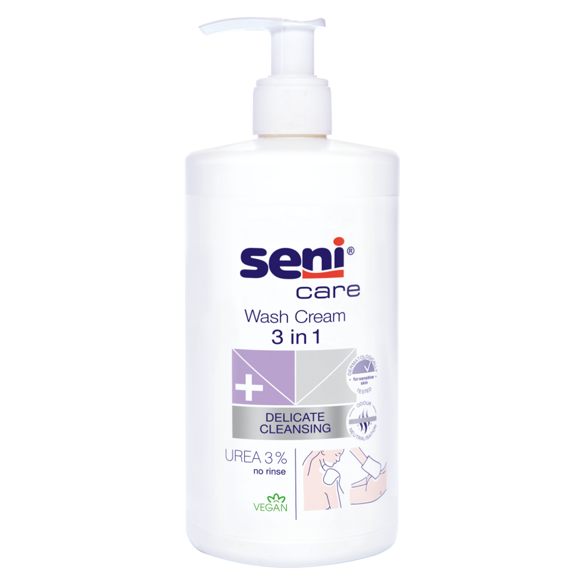 Seni Care 3in1 valomasis kremas su 3 % karbamido, 1000 ml
