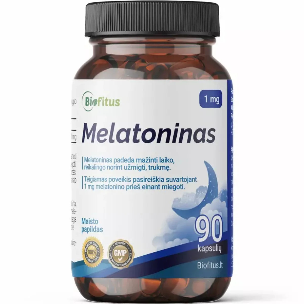 Biofitus Melatoninas 1 mg, 90 kapsulių