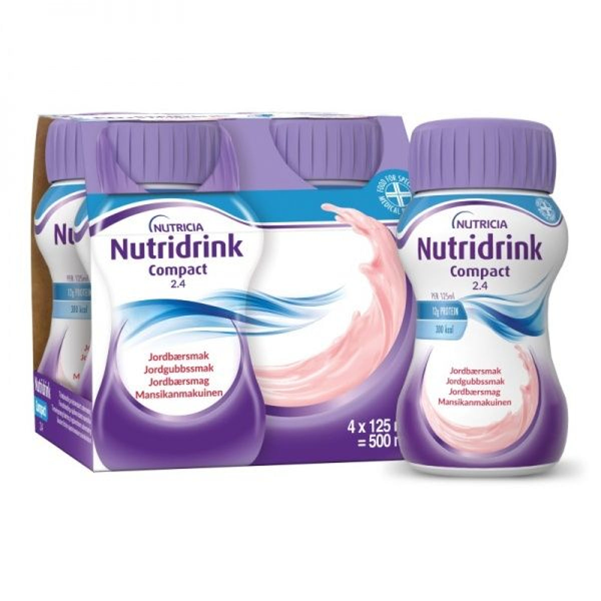 Nutridrink Compact braškių skonio, 4 x 125 ml