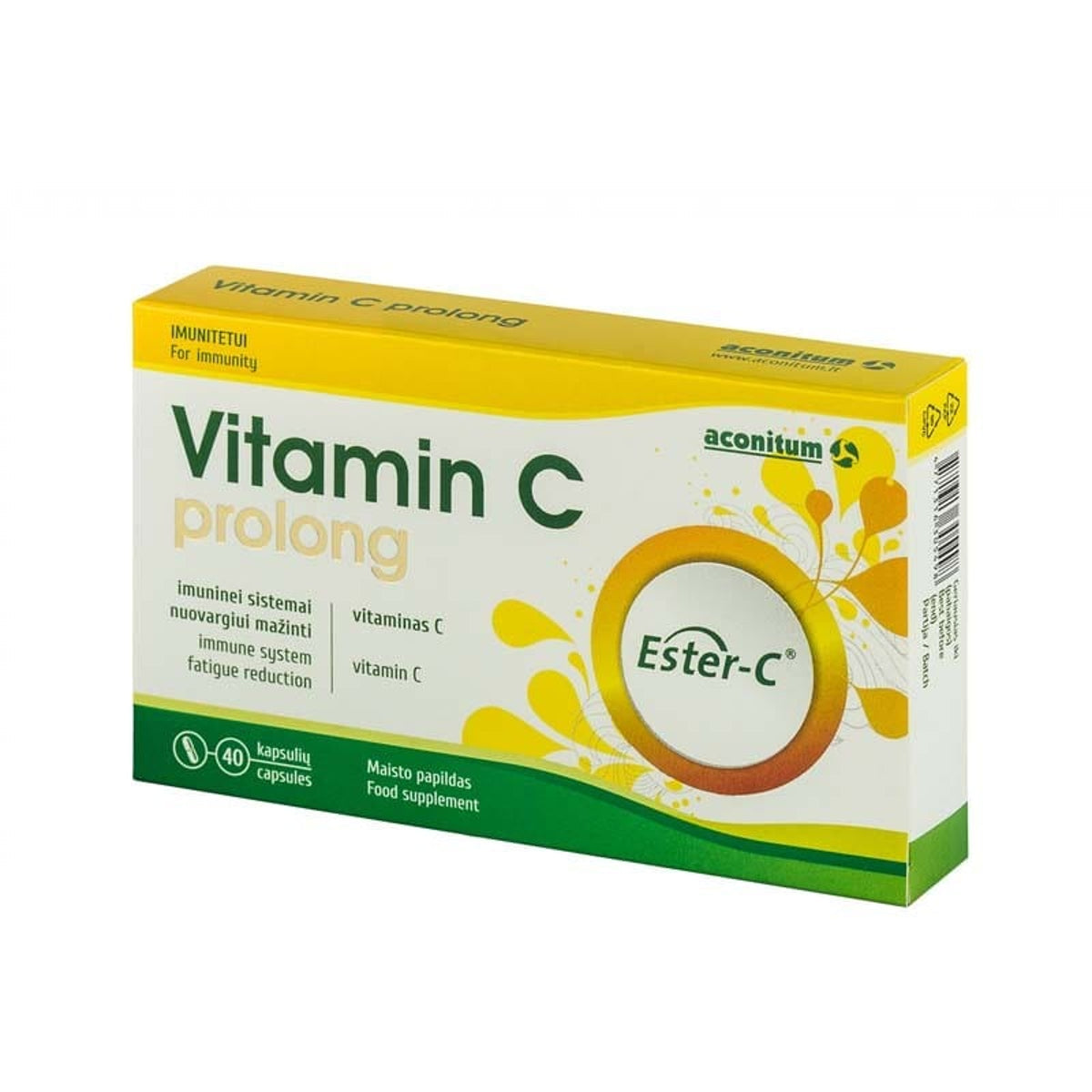 Aconitum vitaminas C Prolong, 40 kapsulių