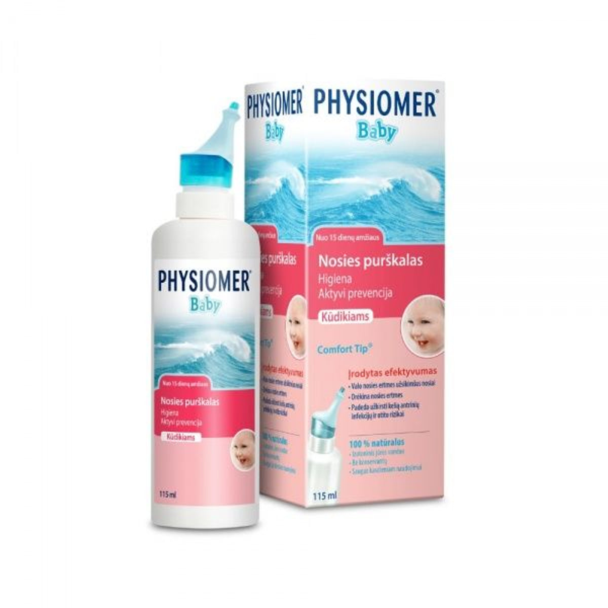 Physiomer izotoninis nosies purškalas kūdikiams, 115 ml