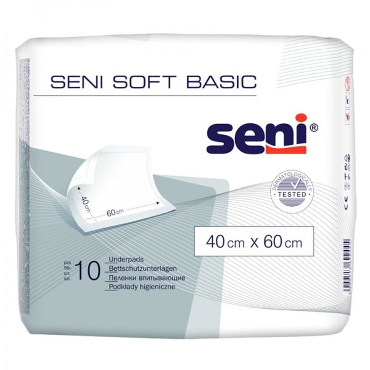 Seni Soft Basic vienkartiniai paklotai 40 x 60 cm, 10 vnt.