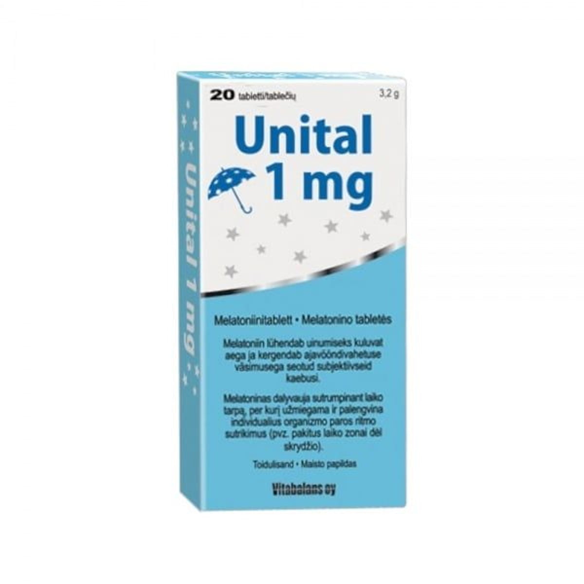 Vitabalans Unital melatoninas 1 mg, 20 tablečių
