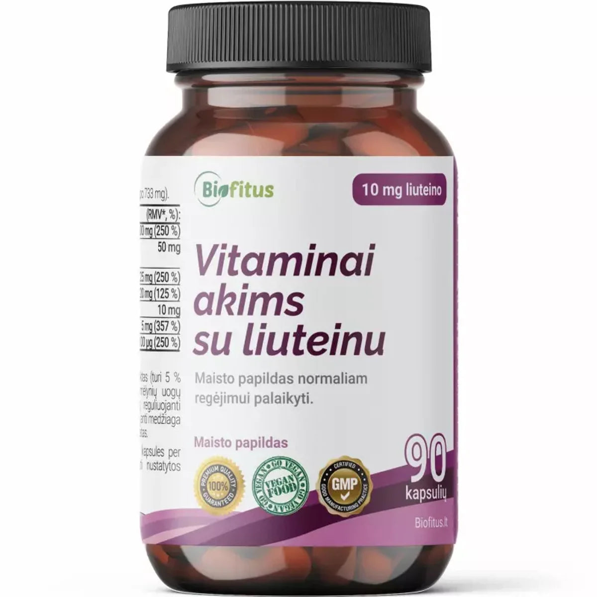 Biofitus Vitaminai akims su liuteinu, 90 kapsulių
